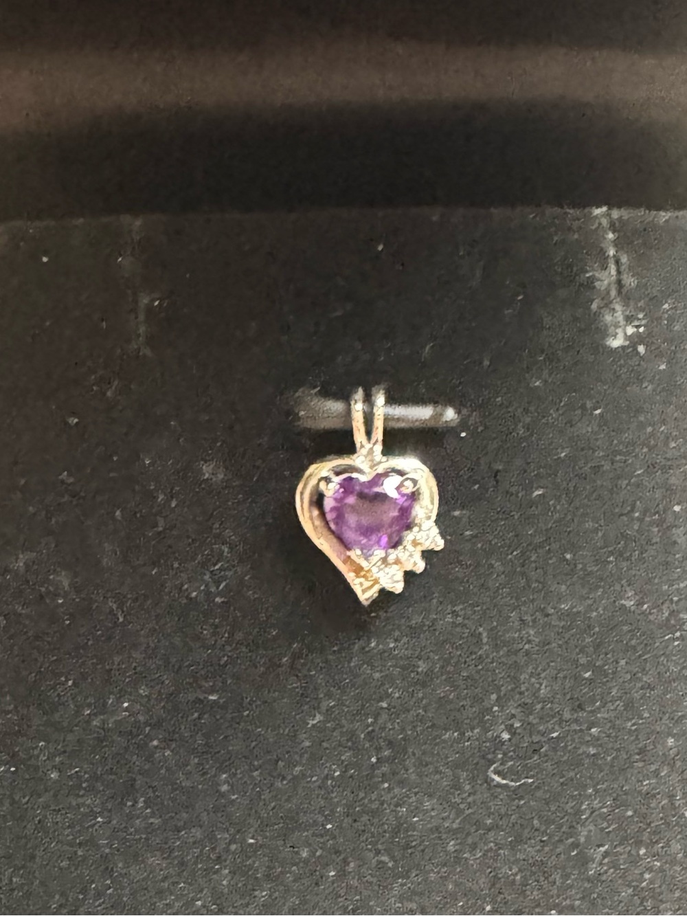 Kay Jewelers Gold Heart Pendant with Amethyst Gem and Clear Accents